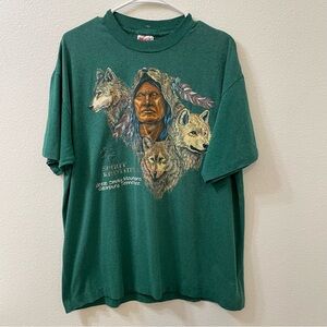 Spirit brothers Indians and wolves Smokey mountain Tennessee shirt green 2xl